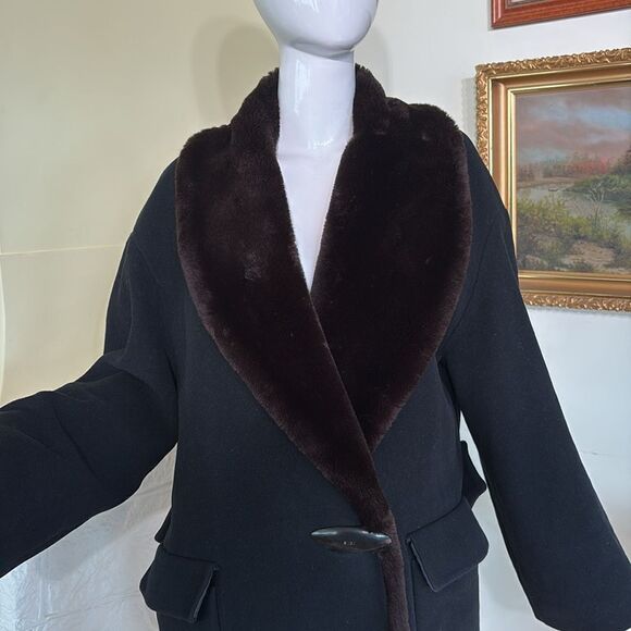 Vintage Nicole Farhi Wool/Cashmere Blend & Faux Fur Full Length Evening Coat - Picture 10 of 13